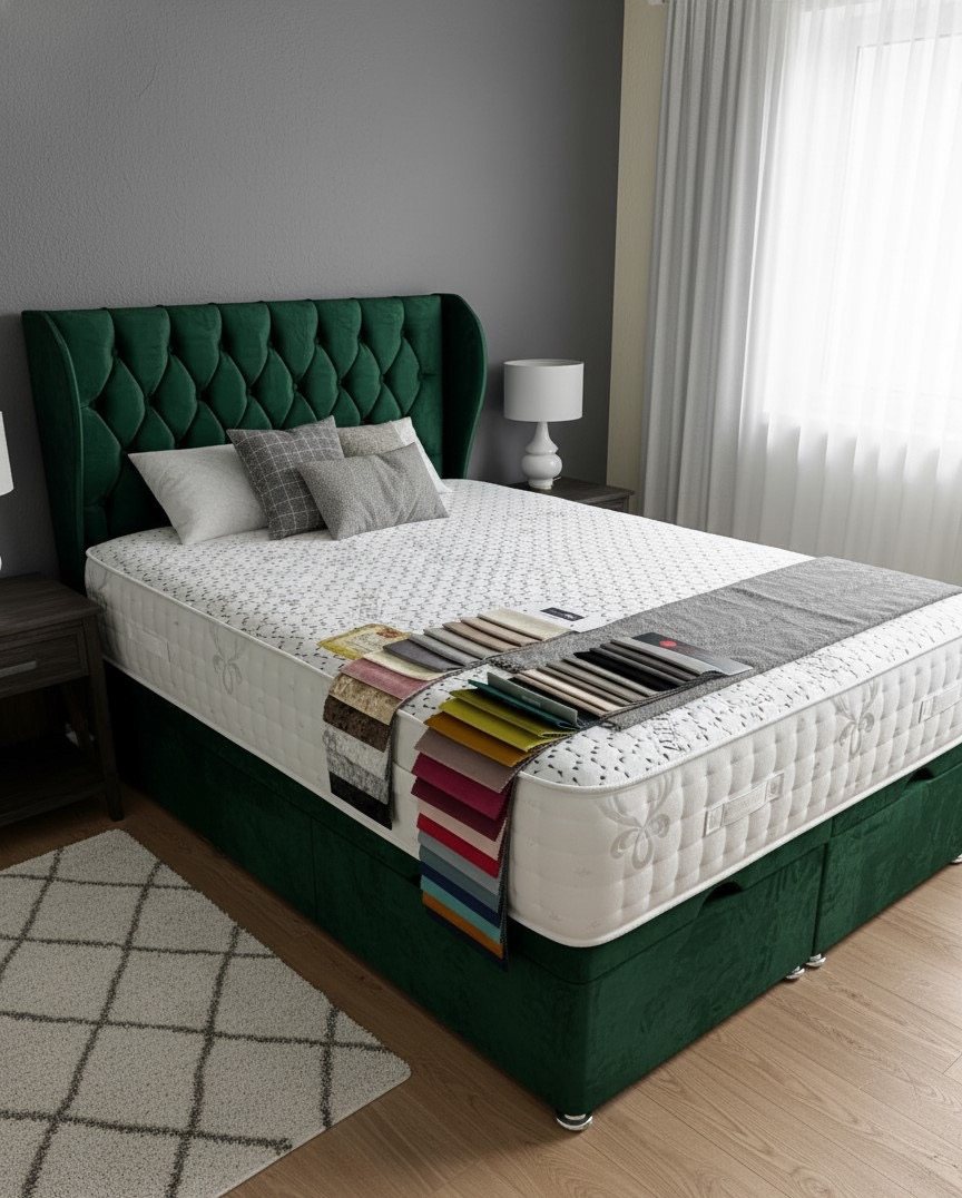 Slumber Beds divan bed with fabric swatch selection